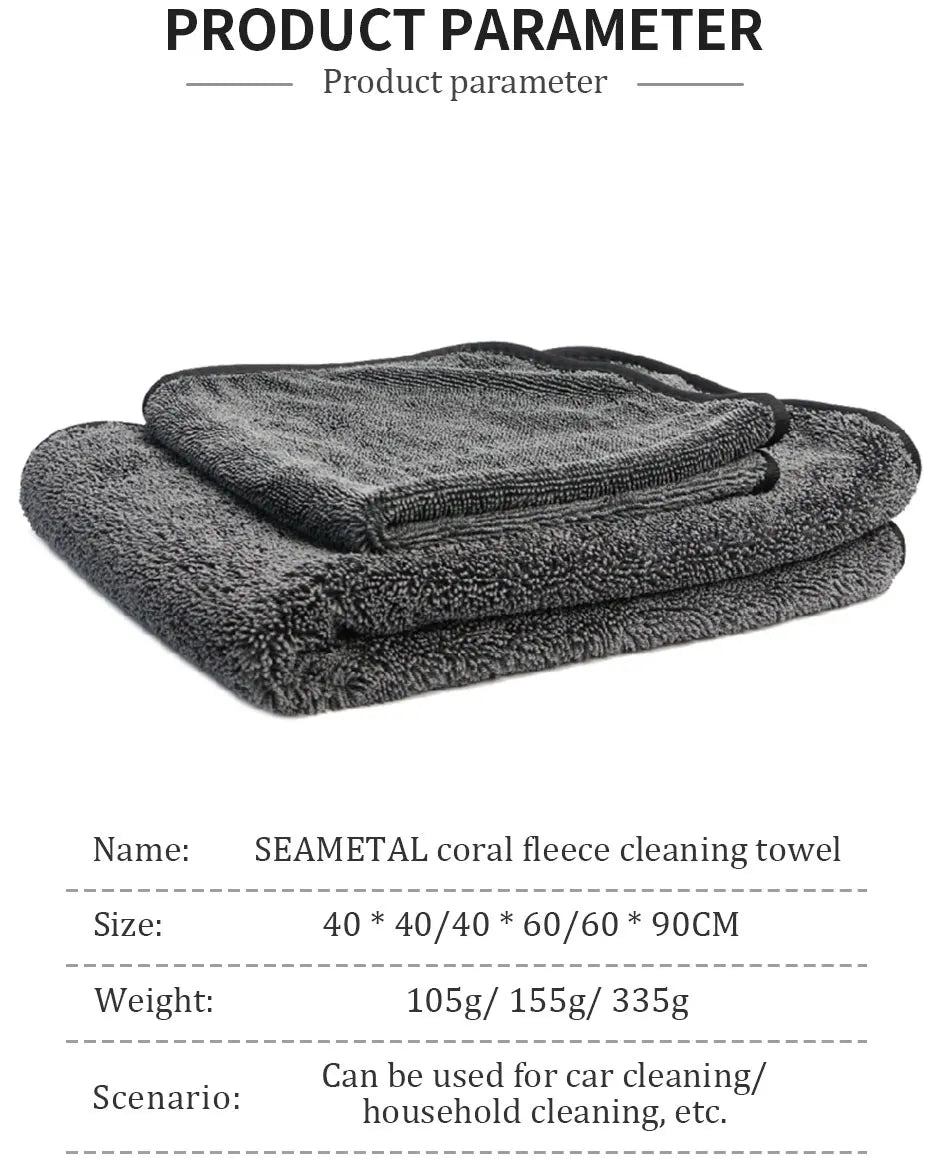 600GSM Premium Microfiber Towels for Car Care - Ultra-Absorbent Drying Cloth for Detailing Wash And Cleaning