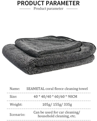 600GSM Premium Microfiber Towels for Car Care - Ultra-Absorbent Drying Cloth for Detailing Wash And Cleaning