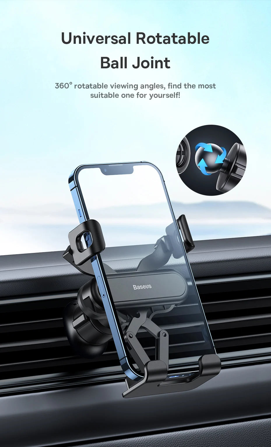 Baseus Car Gravity Phone Holder Strip Air Vent Universal Telephone Support in Car GPS Mount For iPhone 13 14 Pro Max Xiaomi Vivo