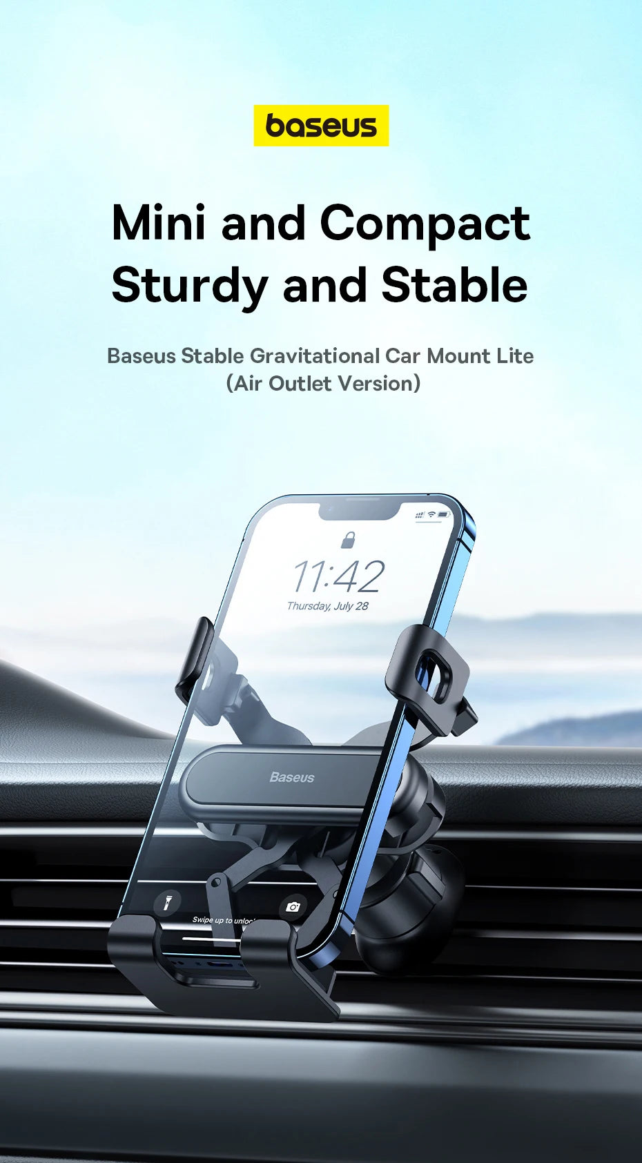 Baseus Car Gravity Phone Holder Strip Air Vent Universal Telephone Support in Car GPS Mount For iPhone 13 14 Pro Max Xiaomi Vivo