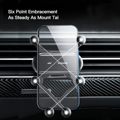 Grawitacyjny Motouchwyt samochodowy na telefon marki – mocowany do kratki nawiewu, kompatybilny z wieloma smartfonami. Idealny jako stojak GPS.