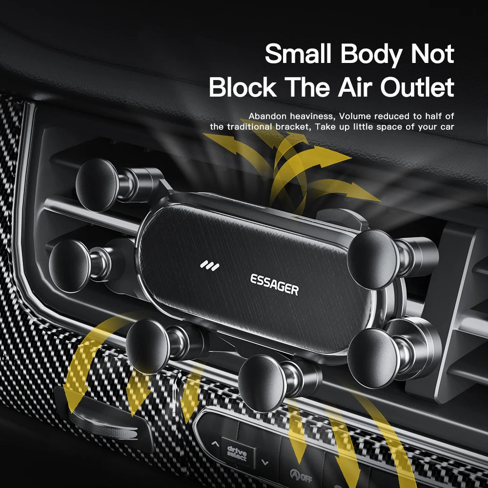 Grawitacyjny Motouchwyt samochodowy na telefon marki – mocowany do kratki nawiewu, kompatybilny z wieloma smartfonami. Idealny jako stojak GPS.