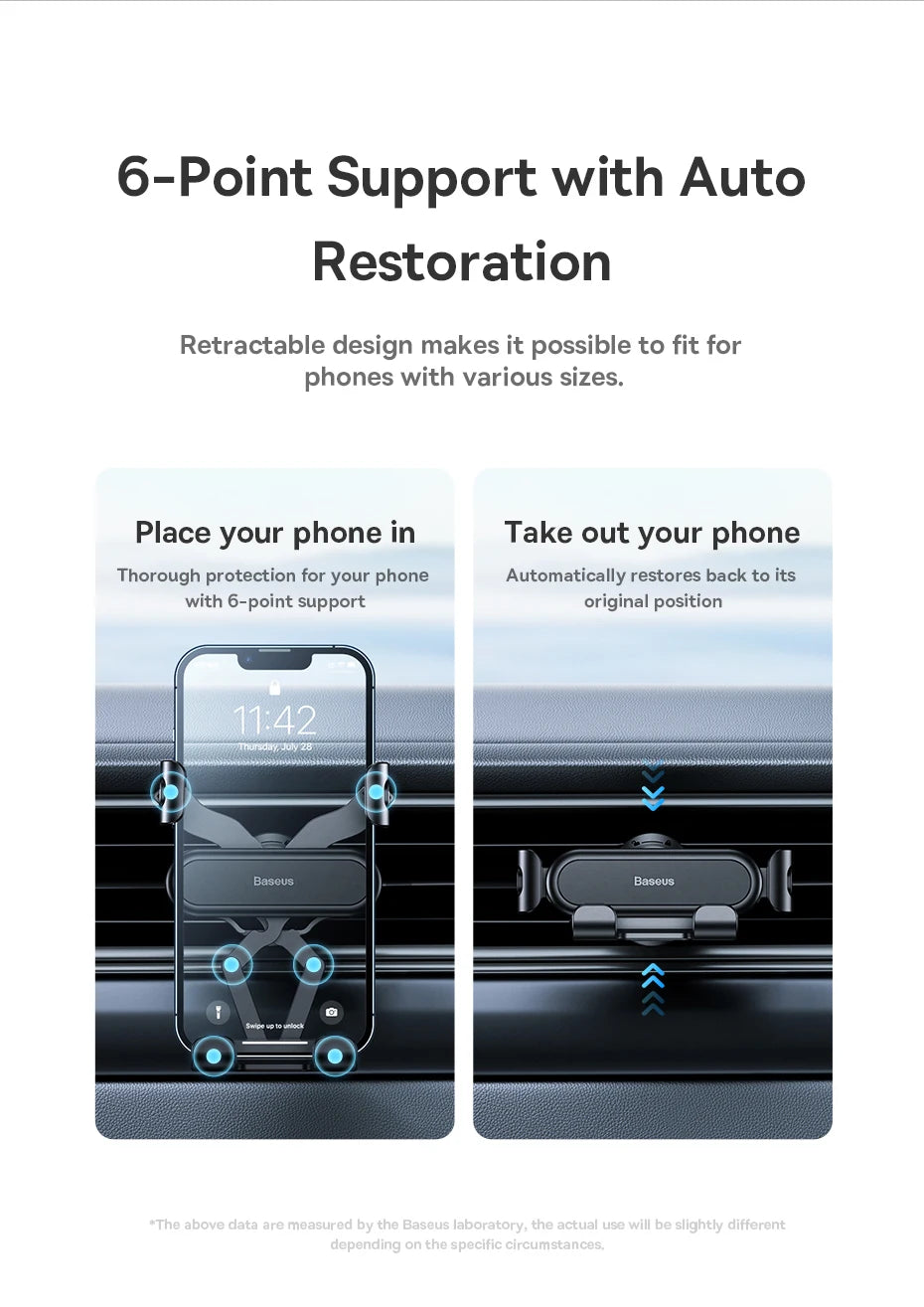 Baseus Car Gravity Phone Holder Strip Air Vent Universal Telephone Support in Car GPS Mount For iPhone 13 14 Pro Max Xiaomi Vivo